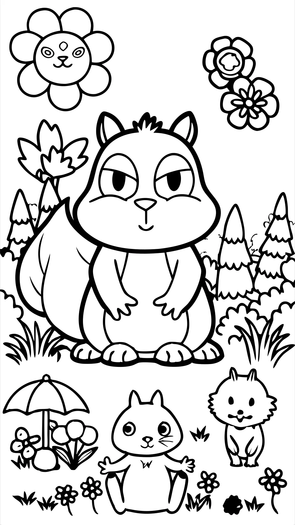 frowning critters coloring page